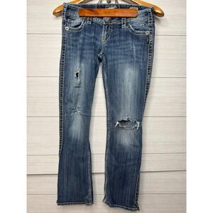 Silver Jeans McKenzie Slim Bootcut Distressed Blue‎ Denim Jeans W31 L34